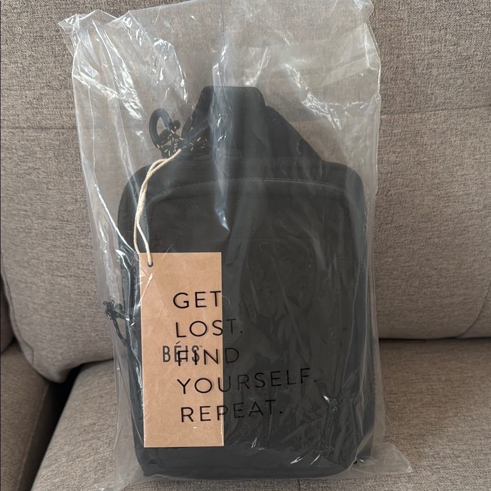 Black Crossbody Bag with Inspirational Tag